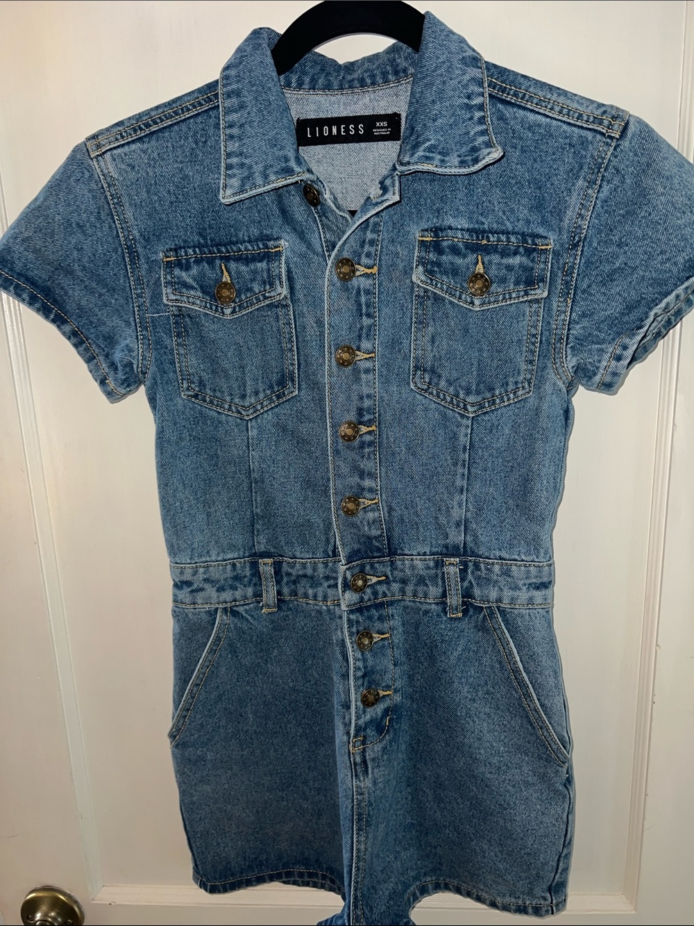 Lioness U Know What’s Up Romper Shortsleeve Jumpsuit Blue Sz XXS